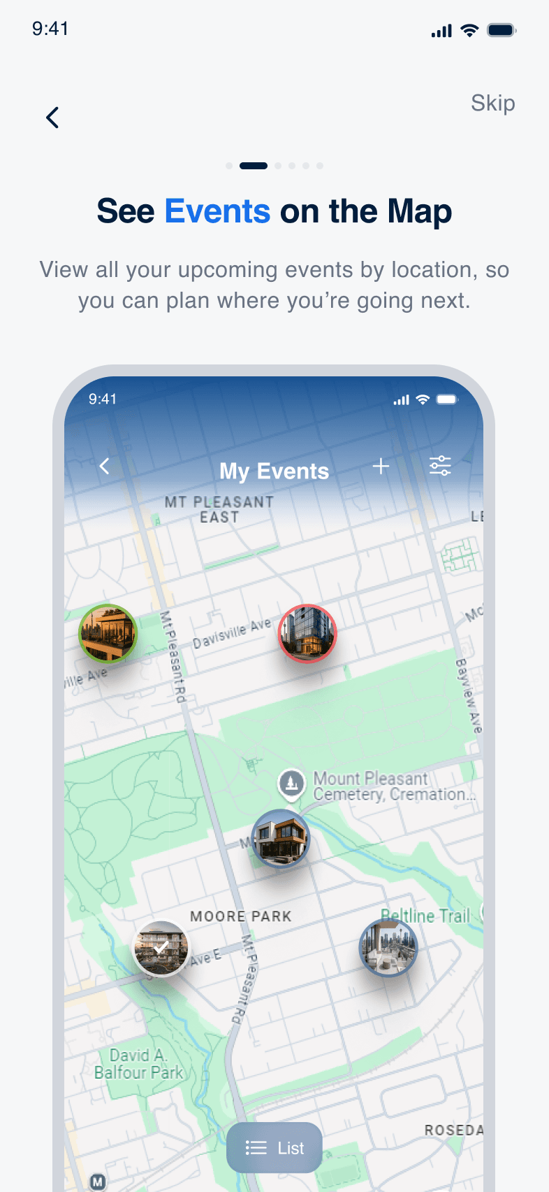 See Events on the Map — Revun mobile screenshot